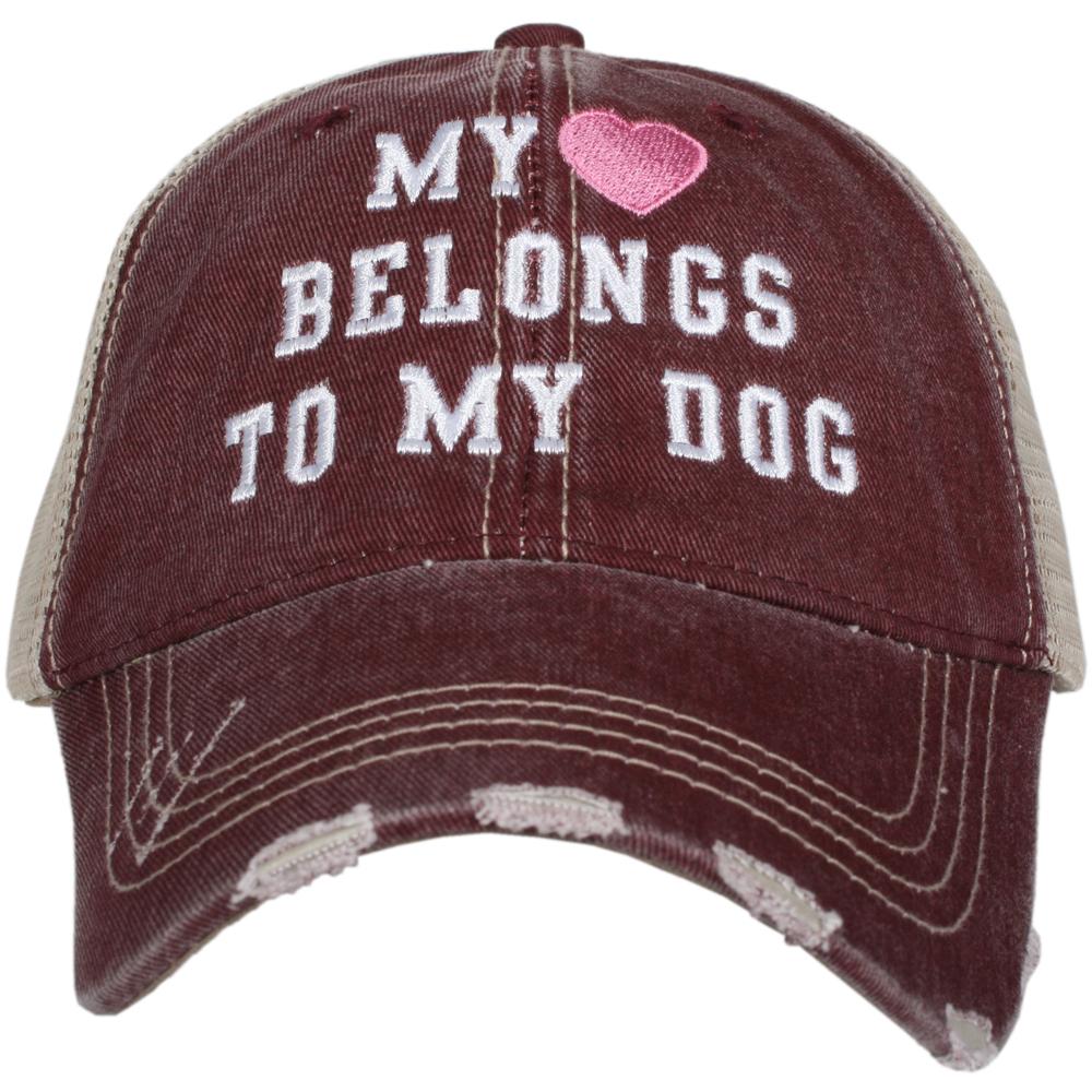 My Heart Belongs To My Dog women's trucker hat in wine from Katydid