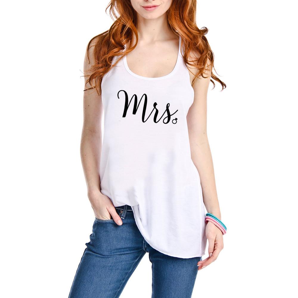 Mrs. Tank Top flowy tri-blend in white