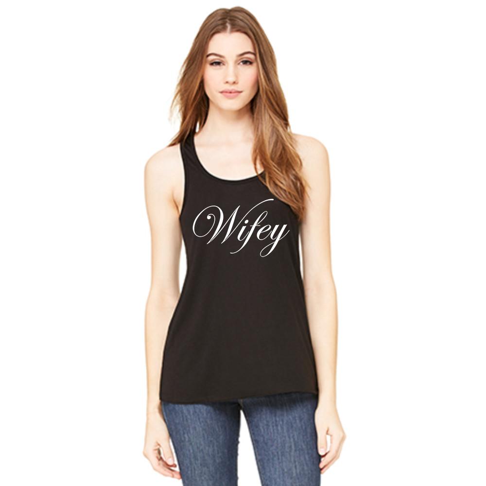 Wifey Tank Top flowy cotton/polyester tank in black