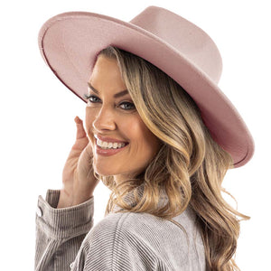 Blush Wide Brim Felt Hat for Women crown close-up