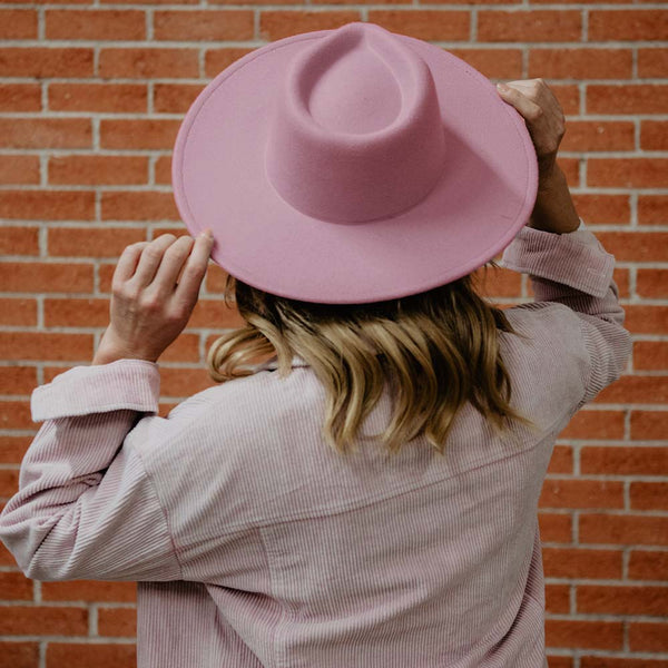 Light Pink Wide Brim Felt Hat for Women display picture 1
