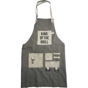 King of the Grill grilling apron 100% cotton canvas flat-lay view