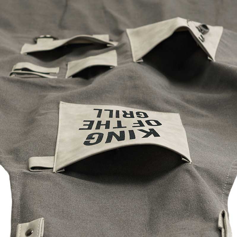 King of the Grill grilling apron 100% cotton canvas pocket detail