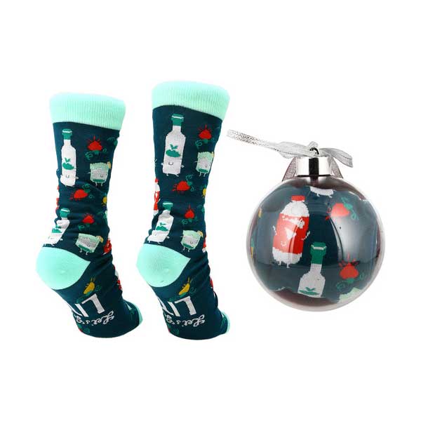 Let's Get Lit Holiday Socks and Ornament backside view