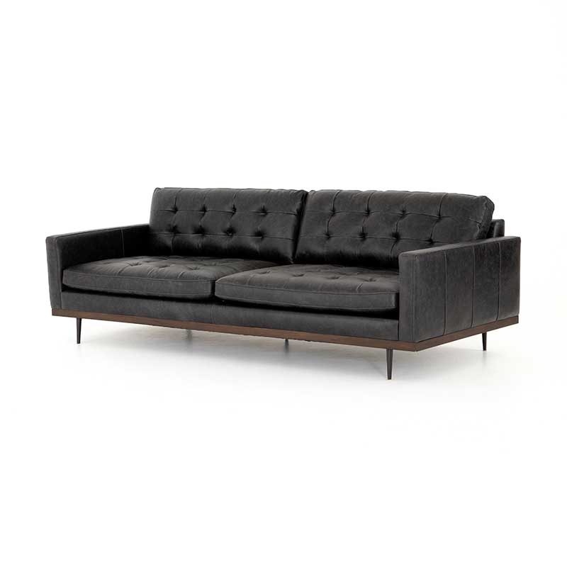Lexi Sofa in Black Sonoma leather upholstery from Four Hands