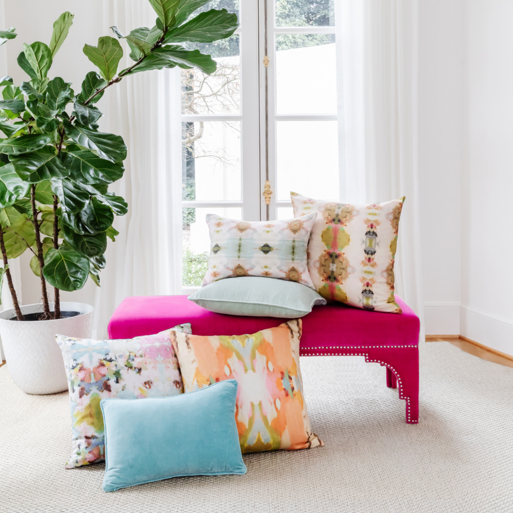 Under The Sea Dark Green linen pillow from Laura Park Designs new patterns