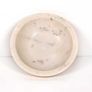 Lira Bowl Honed White Marble top view