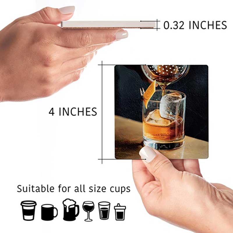 Low Ball Whiskey & Fire Coaster Set dimensions