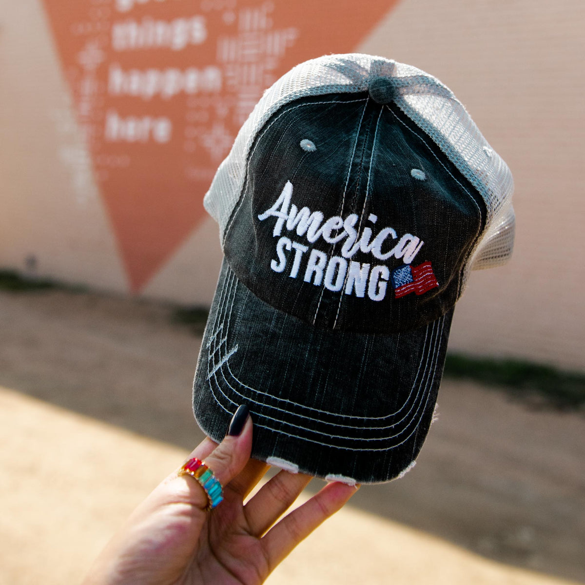 America Strong women&#39;s trucker hat from Katydid