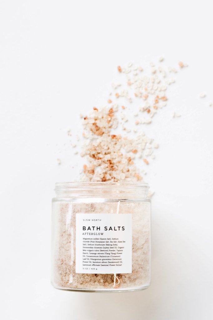 Afterglow Bath Salts from Slow North pouring from jar