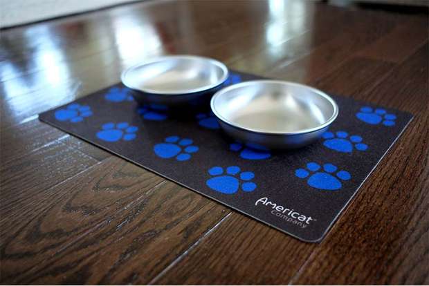 Paw Prints Cat Placemat big enough for two bowls