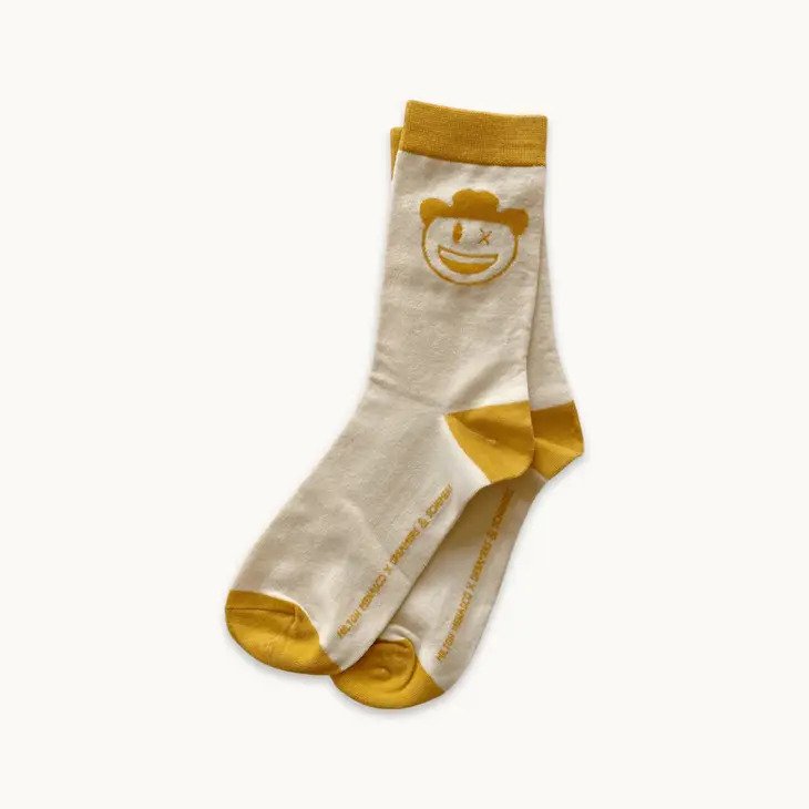 Milton Menasco Cowpoke Slippers limited edition socks in yellow trim