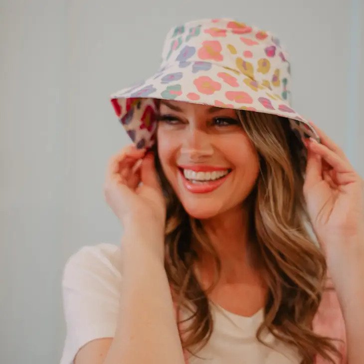 Multicolored Leopard Bucket Hat is 100% cotton for cool comfort