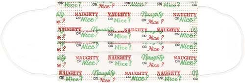 Naughty or Nice Adult Face Mask printed phrase disposable