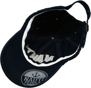 Nauti People blue ball cap with embroidered logo inside view