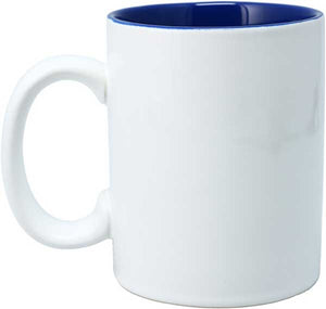 Nauti American 18 oz. mug stoneware with red and blue print back view