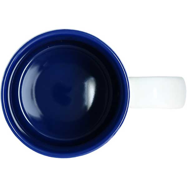 Nauti American 18 oz. mug stoneware with red and blue print interior view