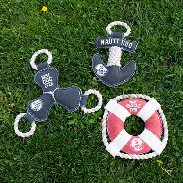 Nauti Dog canvas chew toy with squeaker made of polyester and cotton toy collection