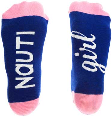 Nauti Girls Ladies Socks comfy blue and pink crew socks