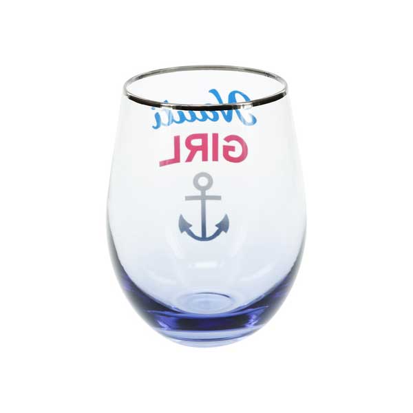 Nauti Girl stemless wine glass 18 oz. glass back view