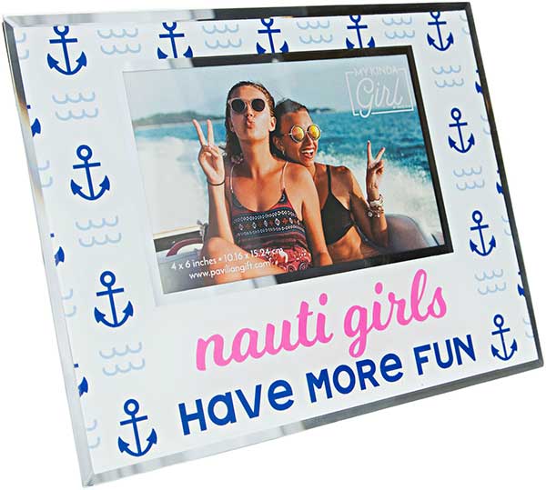 Nauti Girls photo frame made from glass and holds a 4x6 photo
