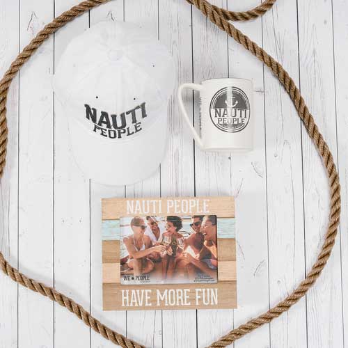 Nauti People white ball cap with embroidered slogan white products collection