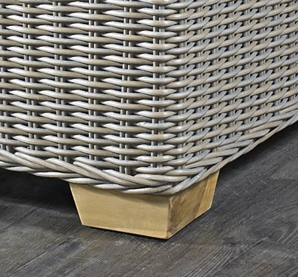 Nautilus Outdoor Armless Chair in grey Kubu weave from Padma's Plantation foot detail