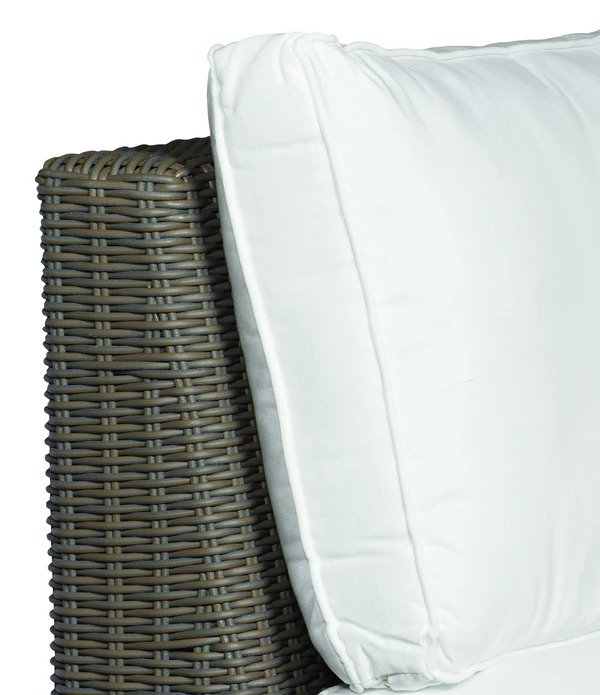 Nautilus Outdoor Armless Chair in grey Kubu weave from Padma's Plantation upper seatback