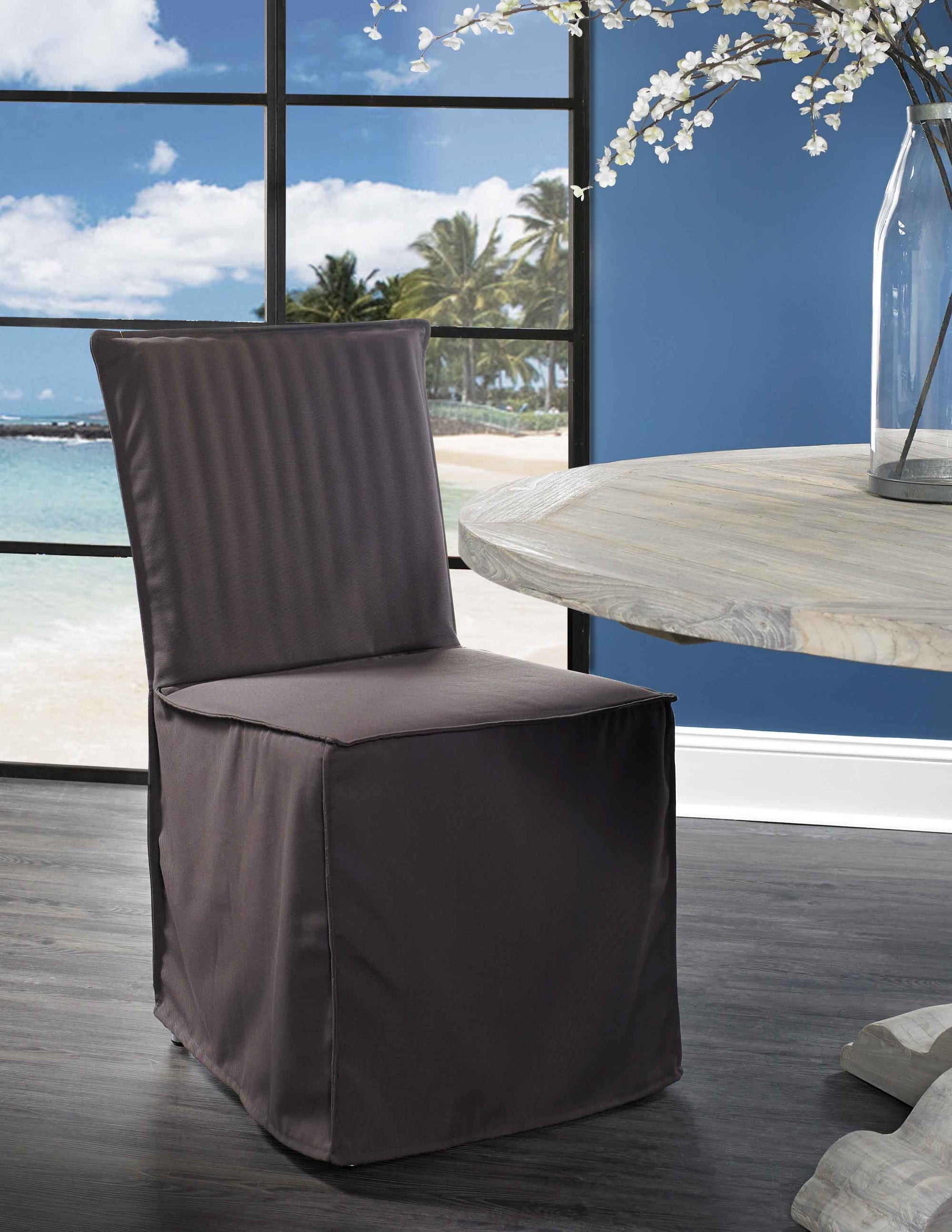 Boca Dining Chair Slipcover Padma's Plantation Chocolate Brown Lifestyle