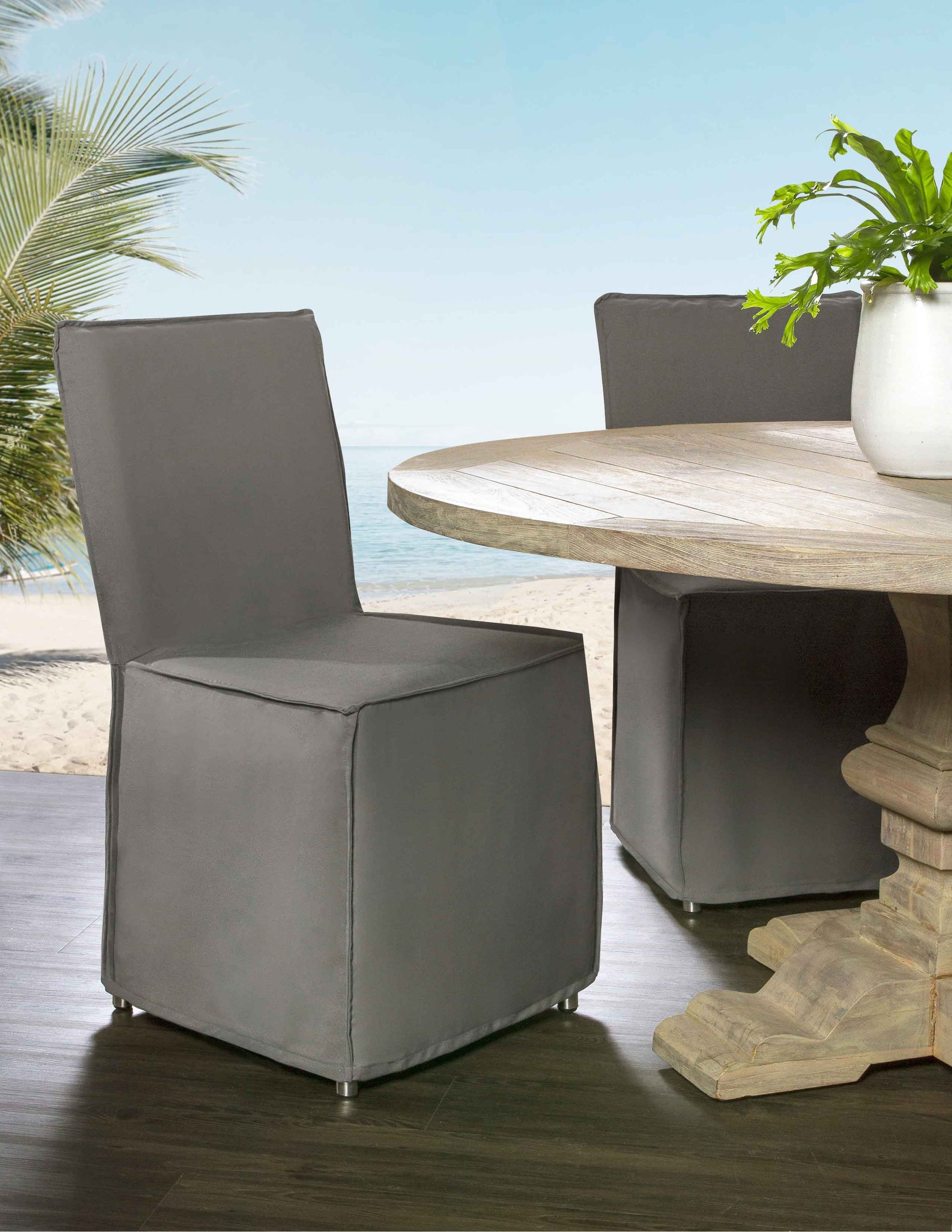 Boca Dining Chair Slipcover Padma's Plantation Dark Grey Lifestyle