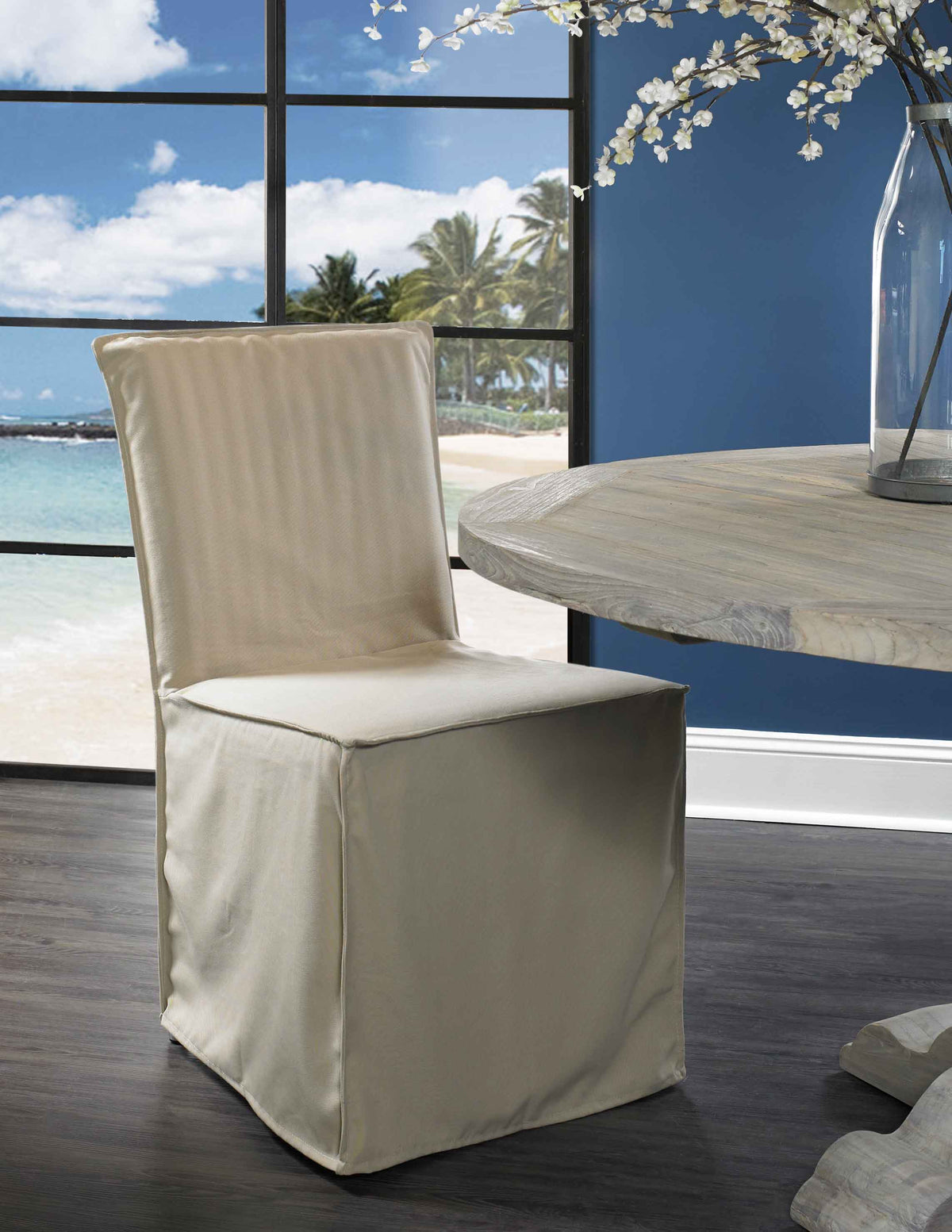 Boca Dining Chair Slipcover Padma&#39;s Plantation White Lifestyle