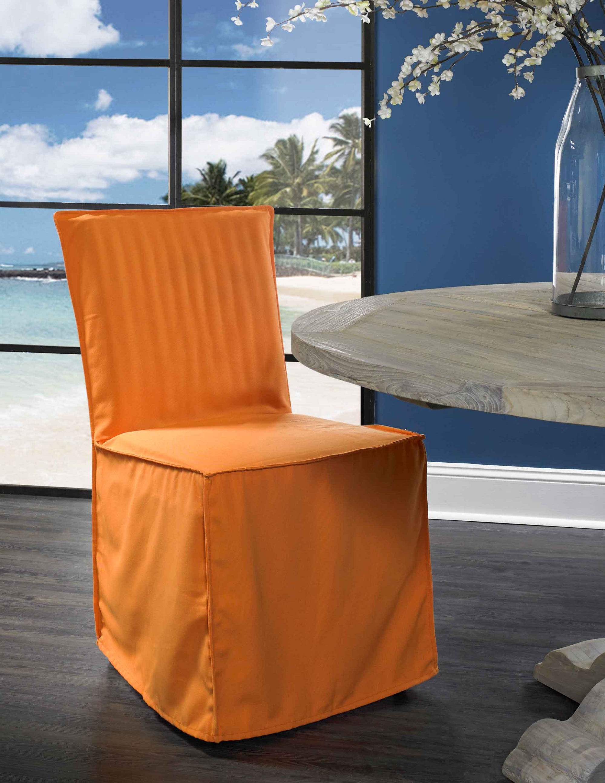 Boca Dining Chair Slipcover Padma's Plantation Tangerine LIfestyle