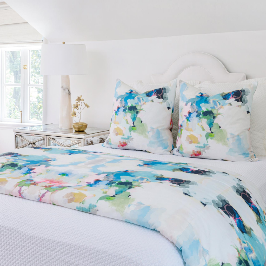 Park Avenue duvet cover in a mix of blues and greens from Laura Park Designs