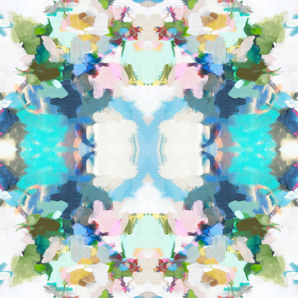 Park Avenue sham cover in vivd blues and greens from Laura Park Designs pattern detail