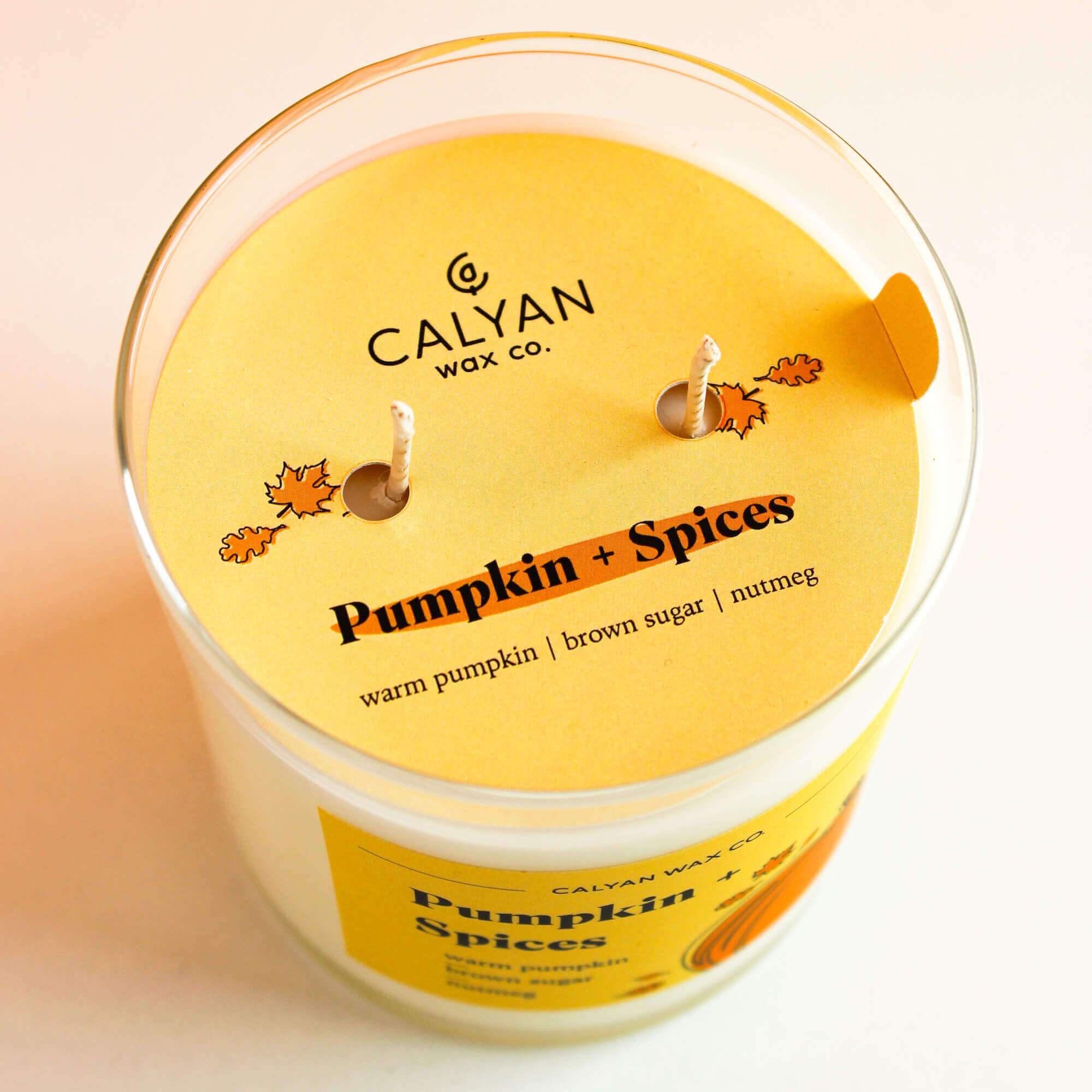 Pumpkin + Spices Soy Candle with fragrance of warm pumpkin, sweet brown sugar, nutmeg, and vanilla