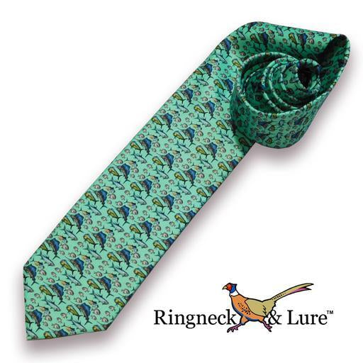 Atlantic Ocean fish on green necktie Ringneck & Lure