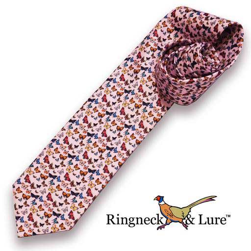Butterfies necktie on light violet field from Ringneck & Lure