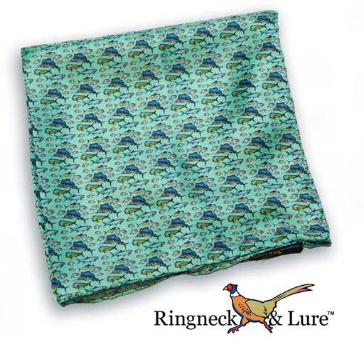 Atlantic gamefish on ocean green field pocket square from Ringneck & Lure