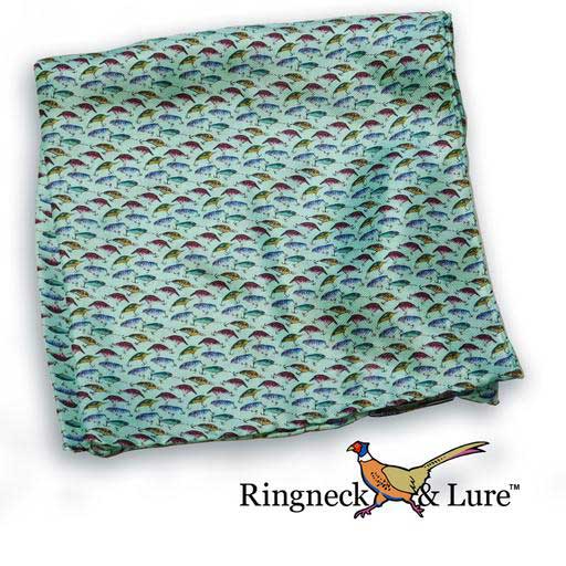 Lake Lures teal colored pocket square from Ringneck & Lure