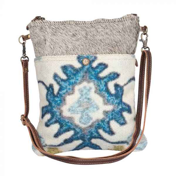 Bewitching Hues Crossbody Bag with eye-catching blue pattern from Myra Bag