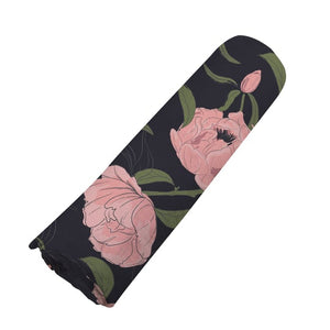 Peonies Bamboo Swaddle rolled up