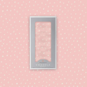 Pink Pearl Polka Dot Bamboo Swaddle with package on top