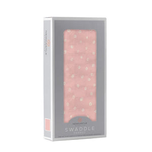 Pink Pearl Polka Dot Bamboo Swaddle angled package
