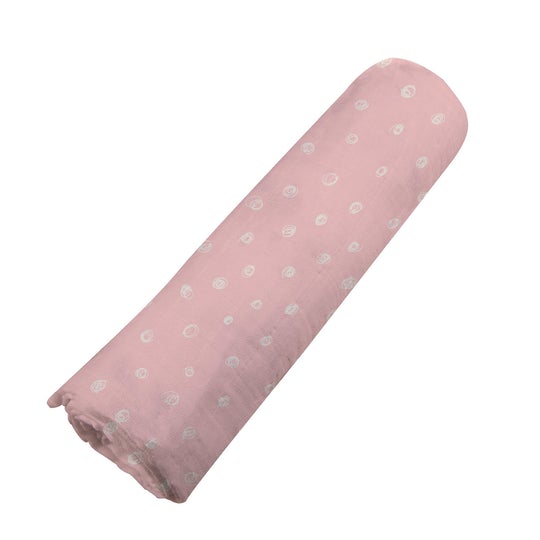 Pink Pearl Polka Dot Bamboo Swaddle rolled up