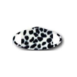 Deco Mask Snow Leopard black spots on white face covering stretches for snug fit