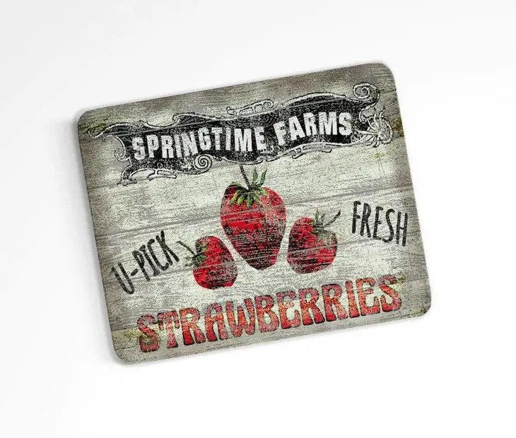 Strawberry Farm Kitchen Cutting Board, tempered glass