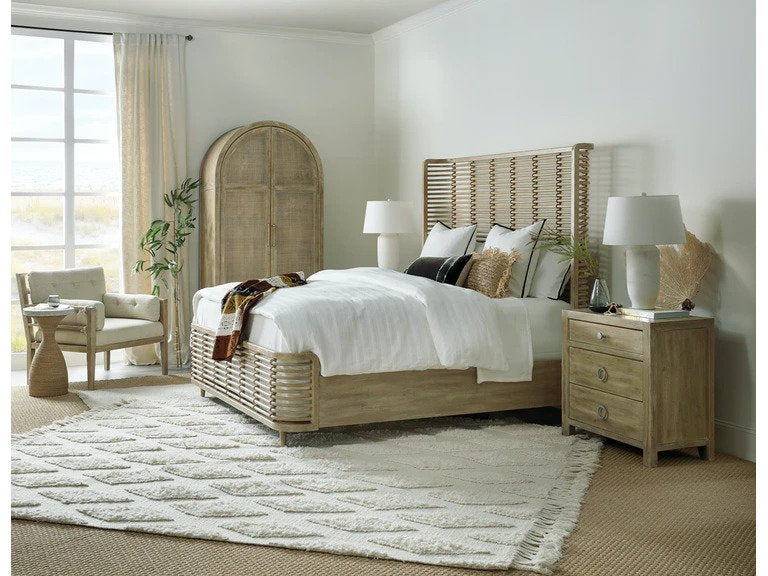 Surfrider Three Drawer Nightstand in light wood finish from Hooker lifestyle image