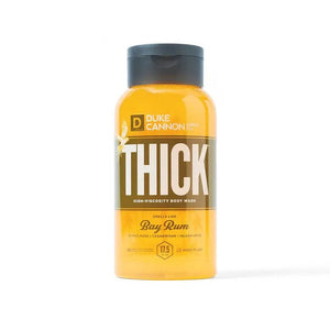THICK Body Wash Bay Rum with a fresh citrus musk, cedarwood, and island spices fragrance