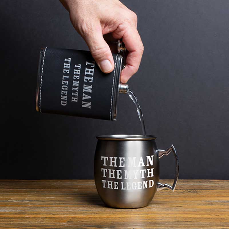 The Legend Moscow Mule stainless steel cup with slogan action image