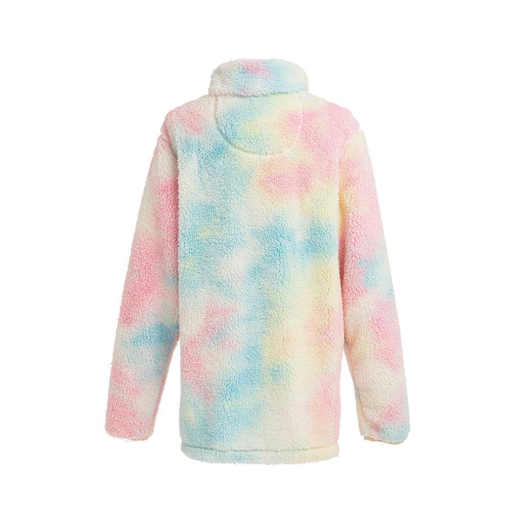 Tie Dye Faux Fur Women's Sherpa Pullover (#1) cozy fuzzy polyester